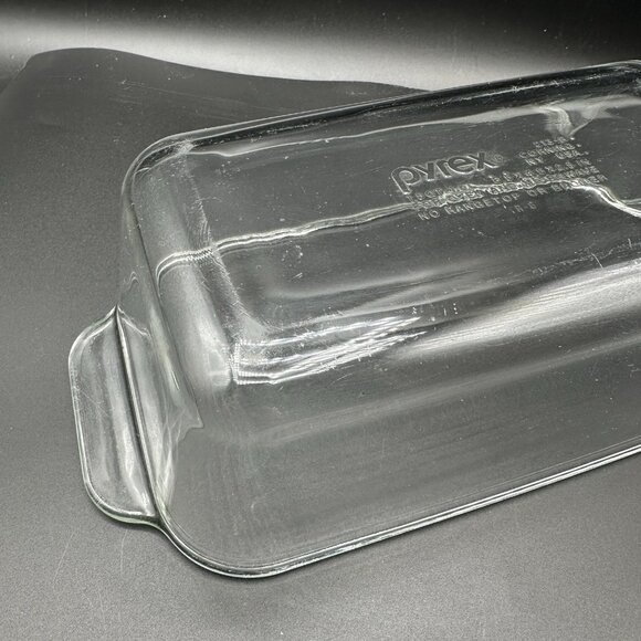 PYREX Heavy Clear Glass Loaf Pan 1 1/2 Quart Baking Dish Made in USA Vintage - Picture 7 of 14